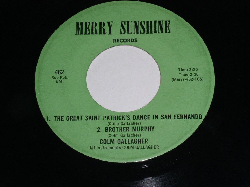Colm Gallagher Great Saint Patrick&#39;s Dance 45 Rpm Record Merry Sunshine ... - $34.99