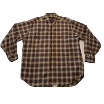 Vintage Eddie Bauer Long Sleeve Button Up Shirt Brown Plaid Mens Large - $12.60
