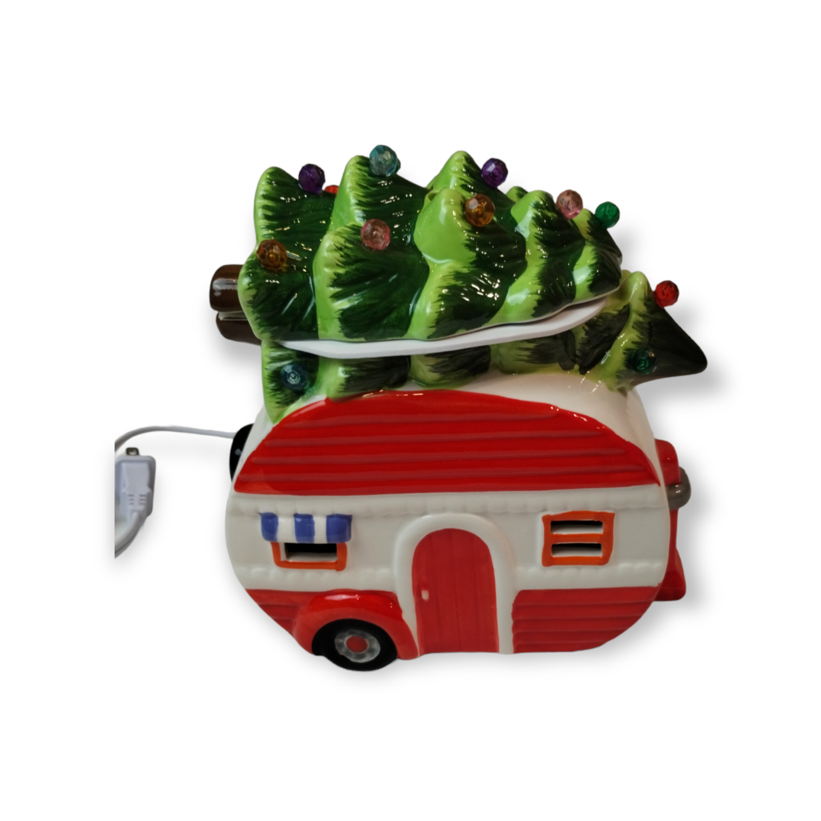 Retro Holiday Camper with Christmas Tree Electric Ceramic Wax Warmer New - $22.93