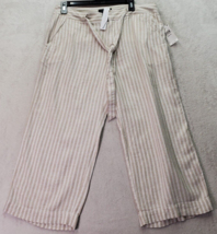 Sanctuary Capri Pants Womens Size 30 Tan Pinstripe Pockets Wide Leg Drawstring - $37.06