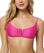 ONeill Neon Pink Saltwater Solids Textured Bikini Swim Top, Us Large - £16.25 GBP