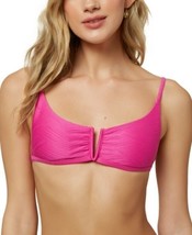 ONeill Neon Pink Saltwater Solids Textured Bikini Swim Top, Us Large - £16.23 GBP