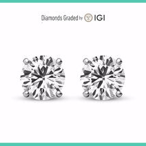 2.50 Cts Lab Grown HPHT E VVS2 White Gold 14K White Gold Studs Screw Back - $681.30 CAD+