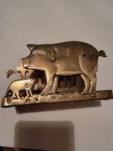 Brass Pig Family Napkin, Mail, File Holder.  Interpur. Made in Taiwan Hogs Piggy - £31.31 GBP
