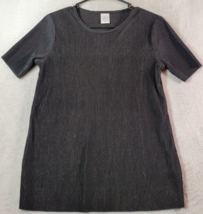 Cuddl Duds Blouse Top Womens Small Black 100% Polyester Short Sleeve Round Neck - £15.90 GBP