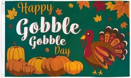 Thanksgiving Happy Gobble Day Turkey Green 3&#39;X5&#39; Flag ROUGH TEX® 68D SIN... - £15.39 GBP