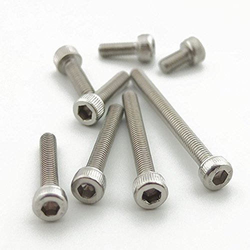 Bluemoona 50 Pcs - 304 M3 Metric Thread Stainless Steel Button Head Hex Socket C