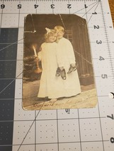 Little girl and boy in nightgowns with candle unposted - £7.99 GBP