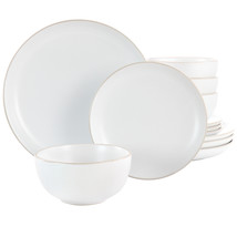 Gibson Home Rockaway 12 Piece Stoneware Dinnerware Set in White - $77.95