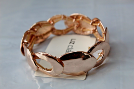 Liz Claiborne Rose Gold Tone Stretch Bracelet Hammered  NEW - $15.12