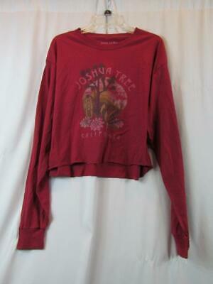 Primary image for NWOT Joshua Tree Juniors Red Multi Color Logo Long Sleeve Top Sz L Org $29