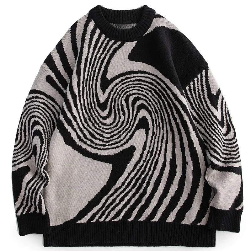 Aolamegs Men&#39;s  Hit Color Stripe Jumpers Padded Cozy Harajuku Tops Cool Youthful - £191.49 GBP