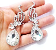 Clear Chandelier Earrings, Rhinestone Austrian Crystal Jewelry, Bridesma... - $37.58