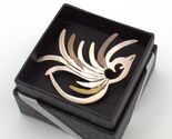 Stylized Mid Century MEXICO Silver Mixed Metal Feathered BIRD Pin - $56.95