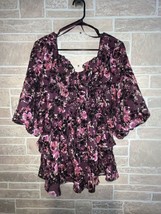 Altar’d state floral and velvet print ballon sleeve Ruffle coquette dres... - $34.65