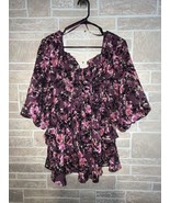 Altar’d state floral and velvet print ballon sleeve Ruffle coquette dres... - £27.29 GBP