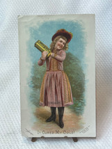 1890 Hire&#39;s It Cured My Cold! Cough Rootbeer Antique Victorian Trade Card - £24.07 GBP