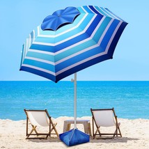 8Ft Large Beach Umbrella, Portable Outdoor Umbrella With Upf50+ Uv Protection, S - £72.68 GBP