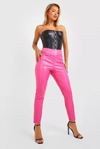 100%Lambskin Leather Winter Designer Women Pant Pink Barbie Stylish Slim... - $105.47+