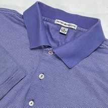 Peter Millar Polo Shirt Mens Medium Purple Striped Golf Performance Vintage - £14.53 GBP
