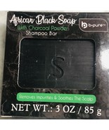 B-Pure-African Black Soap W/Charcoal Powder Shampoo Bar. 3oz/85gm. - £6.92 GBP