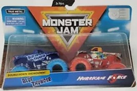 Spin Master Monster Jam 1/64 2PACK Double Down Blue Thunder &amp; Hurricane Force - £18.08 GBP