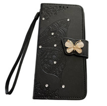 Butterfly Gem Leather Flip Wallet Case Cover Pouch Card Samsung LG Cell Phone - £11.73 GBP