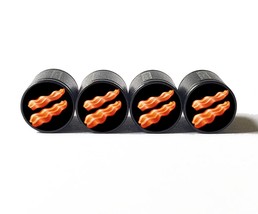 Bacon Strips Emoji Tire Valve Stem Caps - Black Aluminum - Set of Four - £12.59 GBP