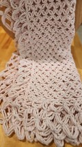 Vintage Warm  68&quot;x18&quot; Pink Shawl Wrap Scarf Handmade Hand Crocheted Knitted Knit - £10.23 GBP
