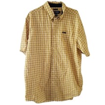 Chaps Easy Care Men&#39;s Yellow Check Short Sleeve Button Down Shirt - £7.76 GBP
