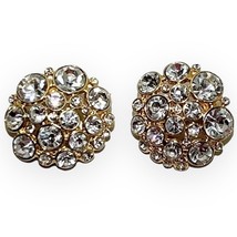 Vintage Signed Blanca Gold &amp; Rhinestone Clip On Statement Earrings - £22.34 GBP