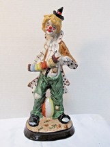 Vintage 11.5&quot; Hobo Clown Playing an Accordion with a Beach Ball Statue Figurine  - £31.63 GBP