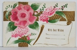 Best Wishes Applied Silk Flower Gold Gilded Trim 1909 Point of Rock Postcard Q10 - £5.43 GBP