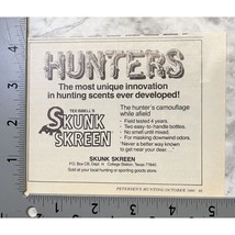 Skunk Skreen Print Ad Vintage 1980 Hunters Camoflage Scent College Stati... - £9.46 GBP