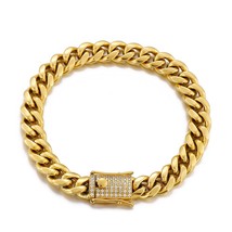 10mm Stainless Steel Miami Curb Cuban Chain Necklace Boys Men Gold Color Hip hop - £60.07 GBP