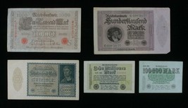 1910-1923 Germany 5-Notes // German Empire &amp; Weimar Republic // 1000-10 Million - £39.66 GBP