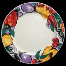 Gibson Designs CORNUCOPIA FRUIT 4-Dinner Plates 10 5/8” D Apple Pear Cherry Plum - £39.56 GBP