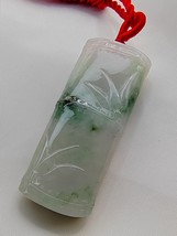 Icy Ice Green &amp; White Natural Burma Jadeite Jade Bamboo Knot Pendant # 115 carat - £593.21 GBP