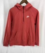 VTG Nike Sportswear L Hoodie 1/4 Zip Pullover Solid Red Athleisure Logo Swoosh - £19.02 GBP
