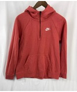 VTG Nike Sportswear L Hoodie 1/4 Zip Pullover Solid Red Athleisure Logo ... - $32.57 CAD