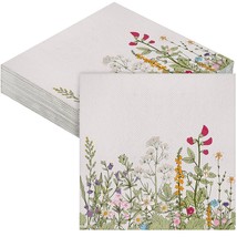 48 Pieces Disposable Vintage Floral Napkins Herb Paper Napkins Garden Pa... - $13.99