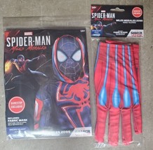 Marvel Spiderman Miles Morales 2099 Gamer Adult Mask &amp; Red Gloves Super ... - £23.36 GBP