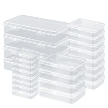 24 Pcs Mixed Sizes Small Plastic Box Rectangular Mini Clear Plastic Storage Cont - $39.99