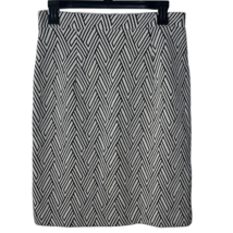 Banana Republic Midi Pencil Skirt Womens 2 Back Slit Zip Geometric Stretch - £10.77 GBP