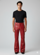 Wear Lambskin Men's Pant Pure Genuine Biker Dark Red Leather Stylish Cas... - $127.90+