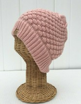 NEW D&amp;Y Beanie Hat Thick Soft Stretch Knit High Bun Ponytail Beanie Cap Pink #Z - £7.63 GBP