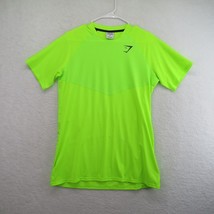 Gymshark Shirt Mens Medium Neon Yellow Activewear Short Sleeve Logo Back Print - $19.80