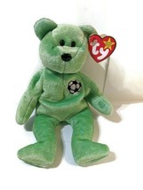 Ty Beanie Baby Kicks August 16, 1998  the Soccer Bear Green With Tags USED - £15.63 GBP