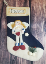 Ready to Hang Peace Angel Christmas Stocking Fleece 3D Applique Country 19in. - £15.76 GBP
