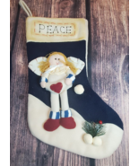 Ready to Hang Peace Angel Christmas Stocking Fleece 3D Applique Country ... - £15.44 GBP